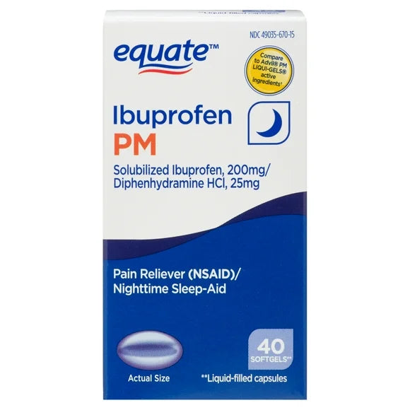 Ibuprofen PM Softgels 200mg Diphenhydramine 25 mg 40 Count F27821