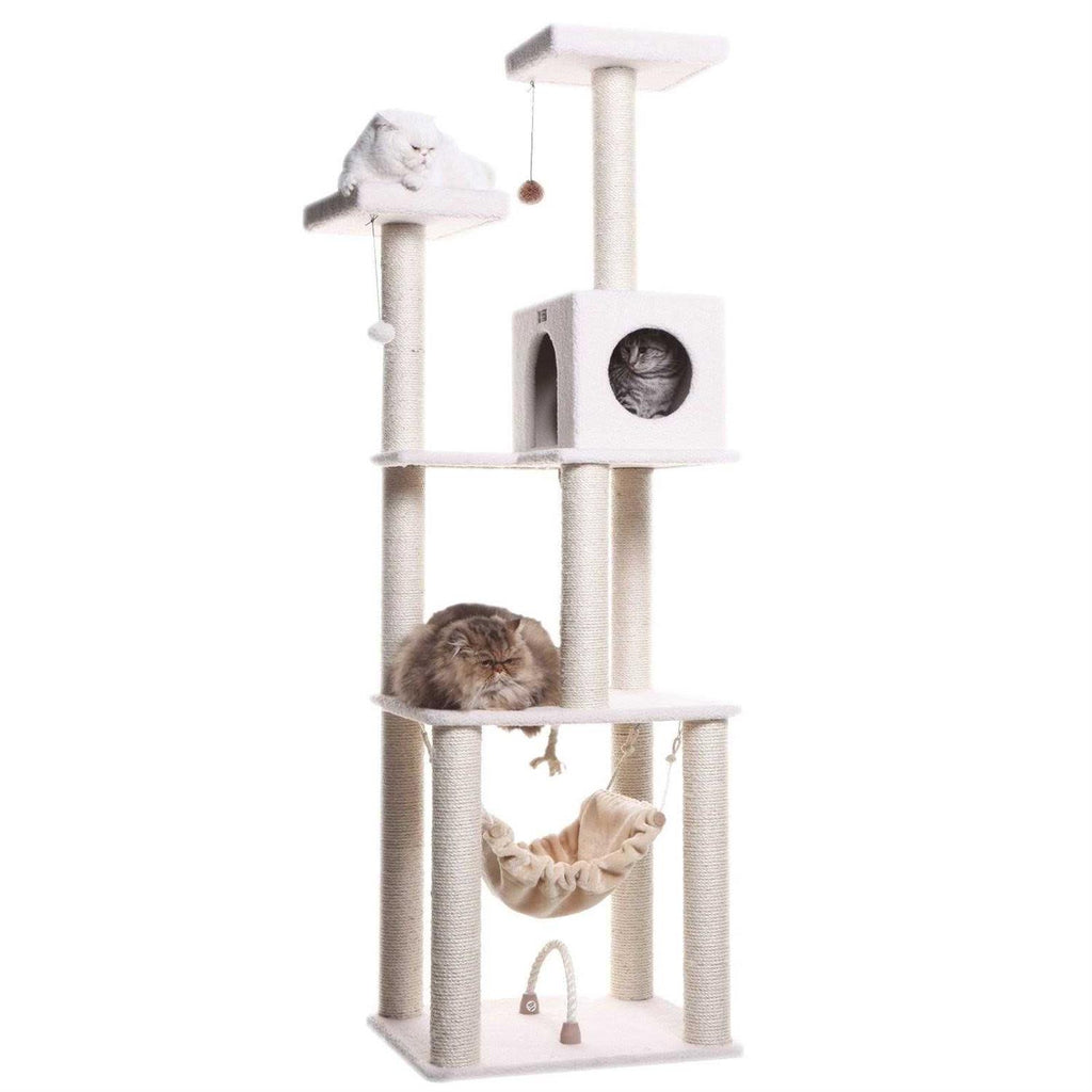 Ivory Wood Cat Tree H179