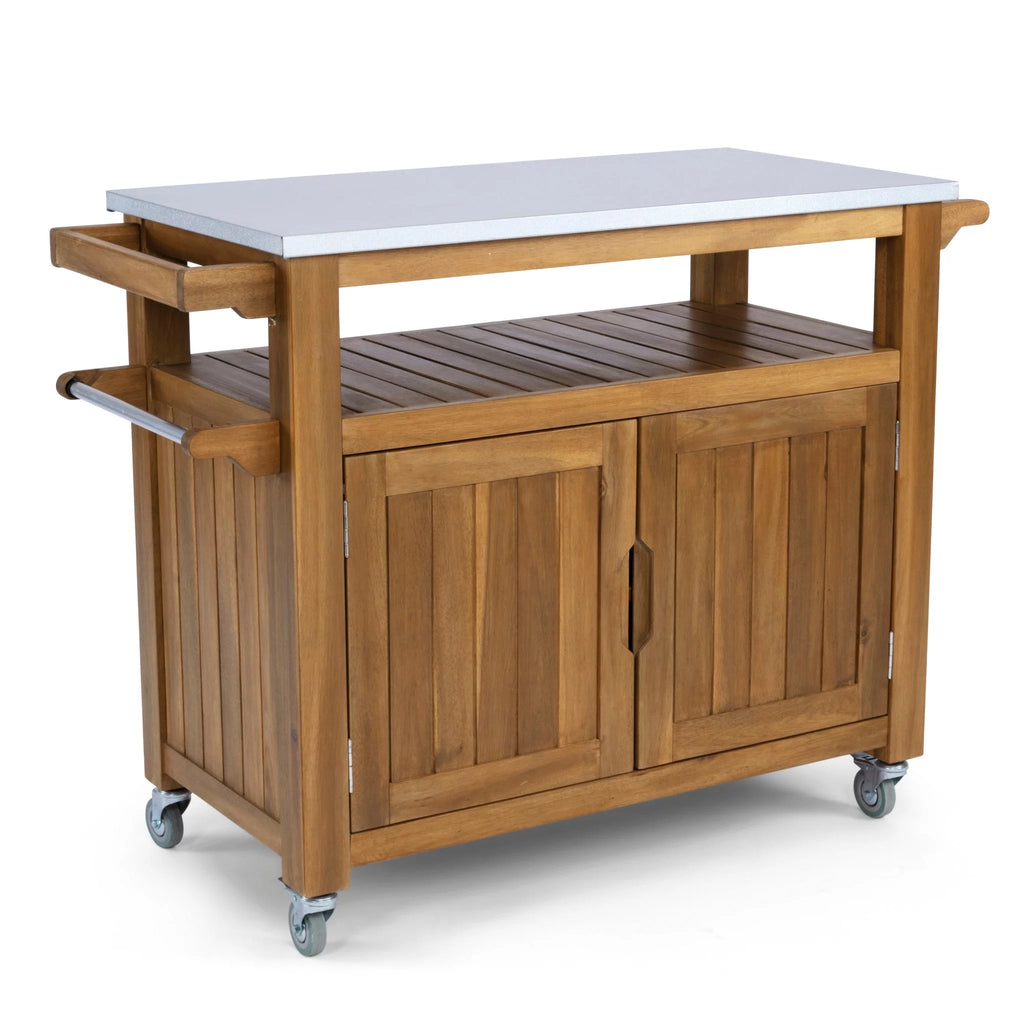 Brown Wood Outdoor Cart Q874