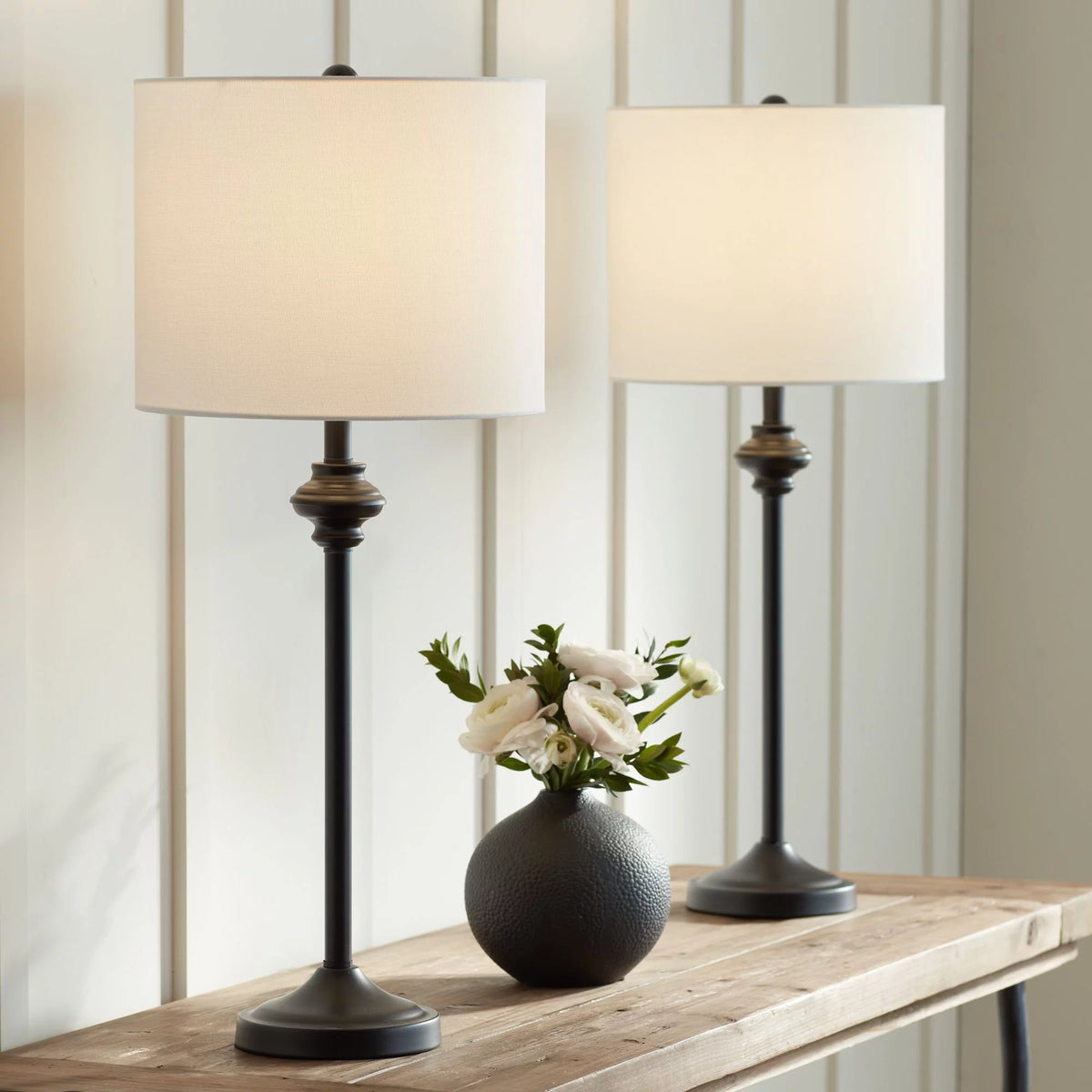 Set of 2 Black Metal Table Lamps V5888