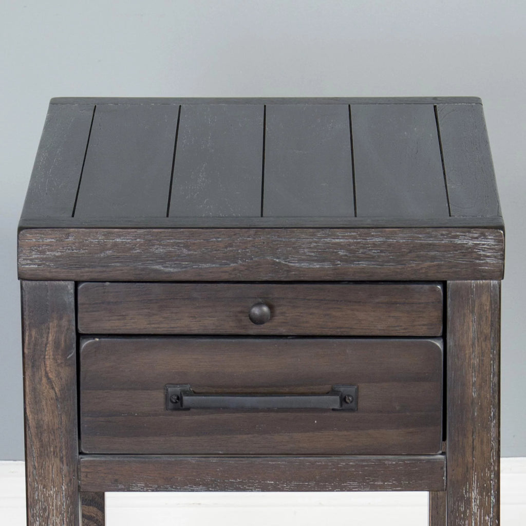16" Mindi Wood Chair Side Table in Dark Brown V82867