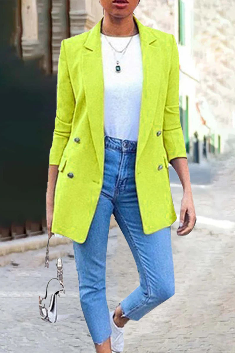 Solid Patchwork Turndown Collar Outerwear F453