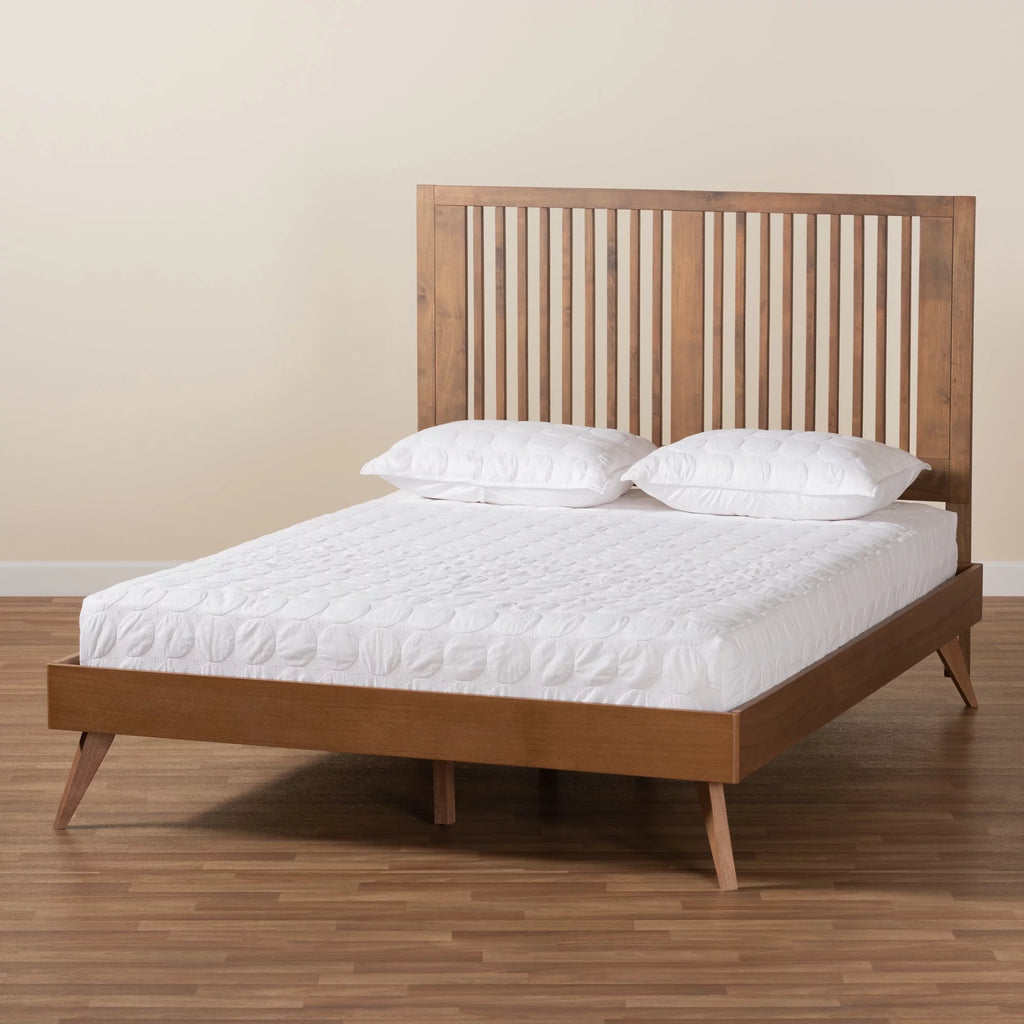 Full Ash Walnut Wood Platform Bed H83954