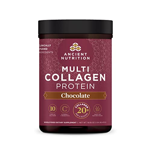 Collagen Powder Protein, Multi Collagen Chocolate Protein Powder, 45 Servings, with Vitamin C, Hydrolyzed Collagen Peptides, 16.65oz F7922