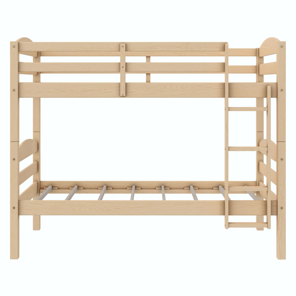 White Solid Wood Twin-over-Twin Convertible Bunk Bed J6407