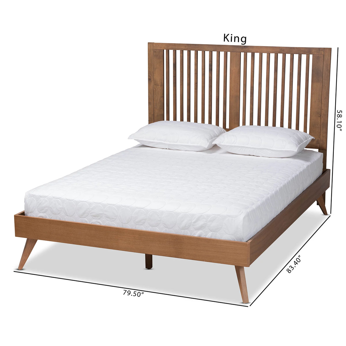 Full Ash Walnut Wood Platform Bed H83954