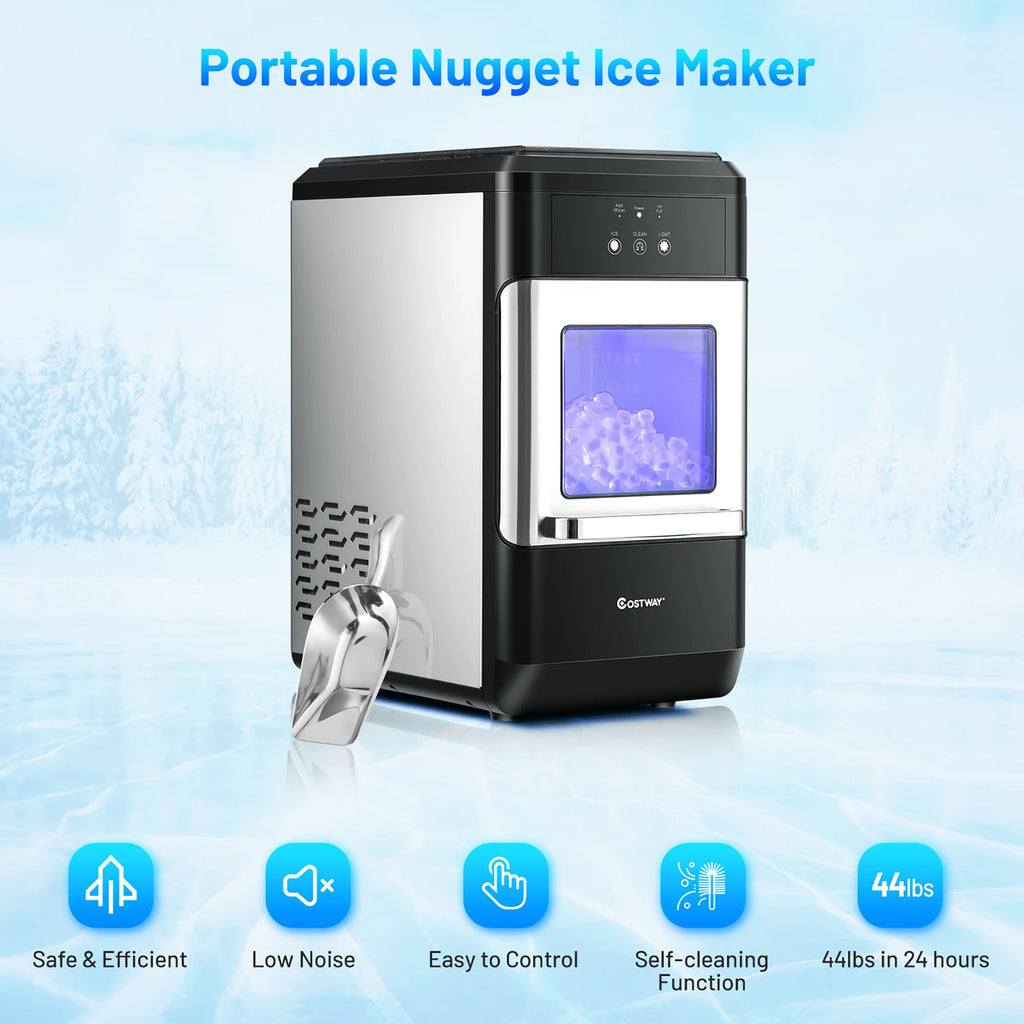 Nugget Ice Maker Countertop 44lbs Per Day with Ice Scoop and Self-Cleaning G9742