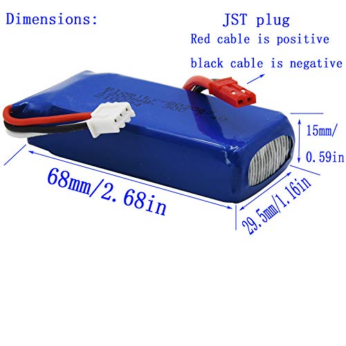2 Pack 7.4V 1200mAH Lipo Battery Pack with JST Plug and Charger M3833
