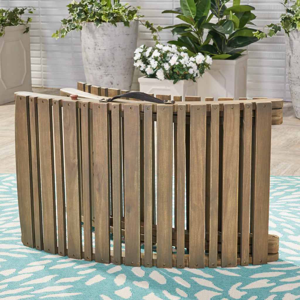 Gray Acacia Wood Foldable Chaise Lounge Set of 2 R600