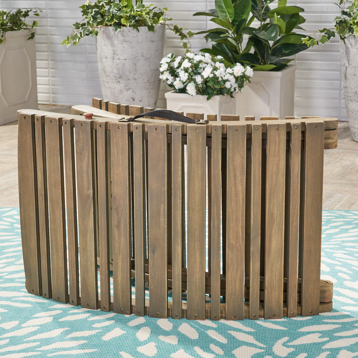 Gray Acacia Wood Foldable Chaise Lounge Set of 2 R600