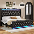 King Size Upholstered Platform Bed Frame with Tall Headboard L369392