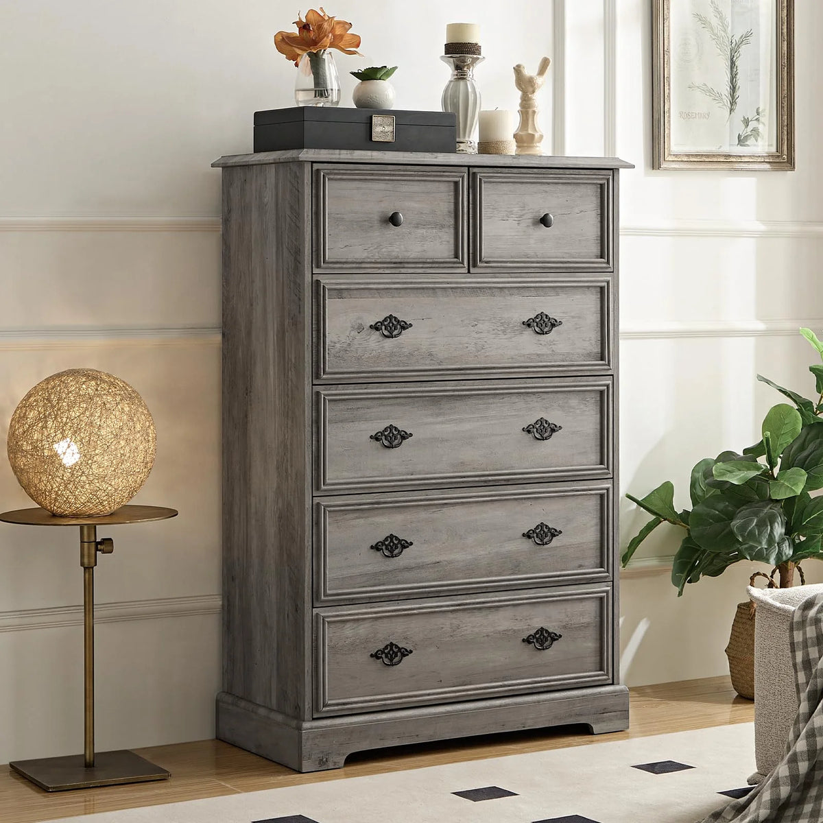 Grey 6 Drawer Wood Dresser U726835