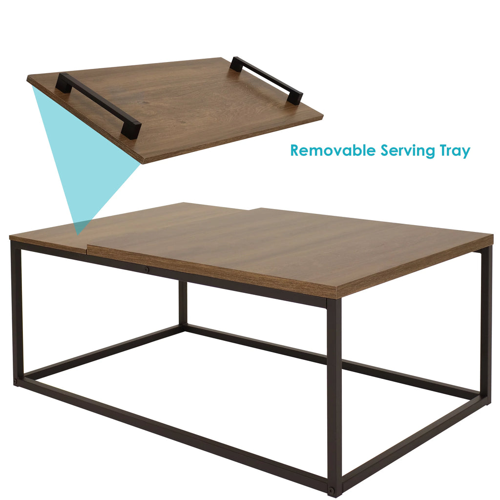 Brown Coffee Table with Removable Serving Tray U305469