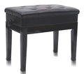 Black Leather Padded Antique Piano Bench N258928