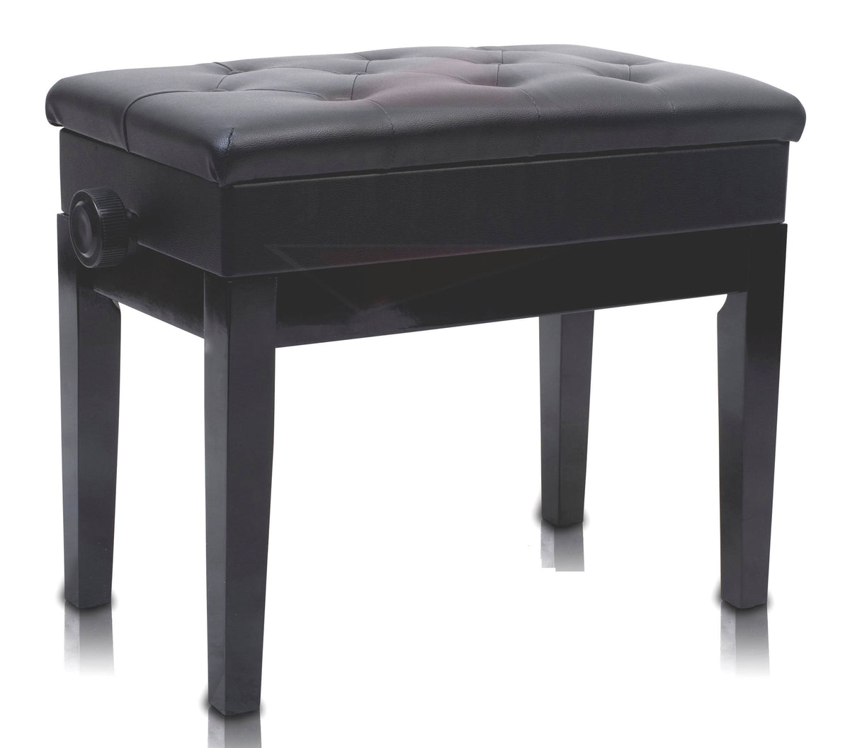 Black Leather Padded Antique Piano Bench N258928