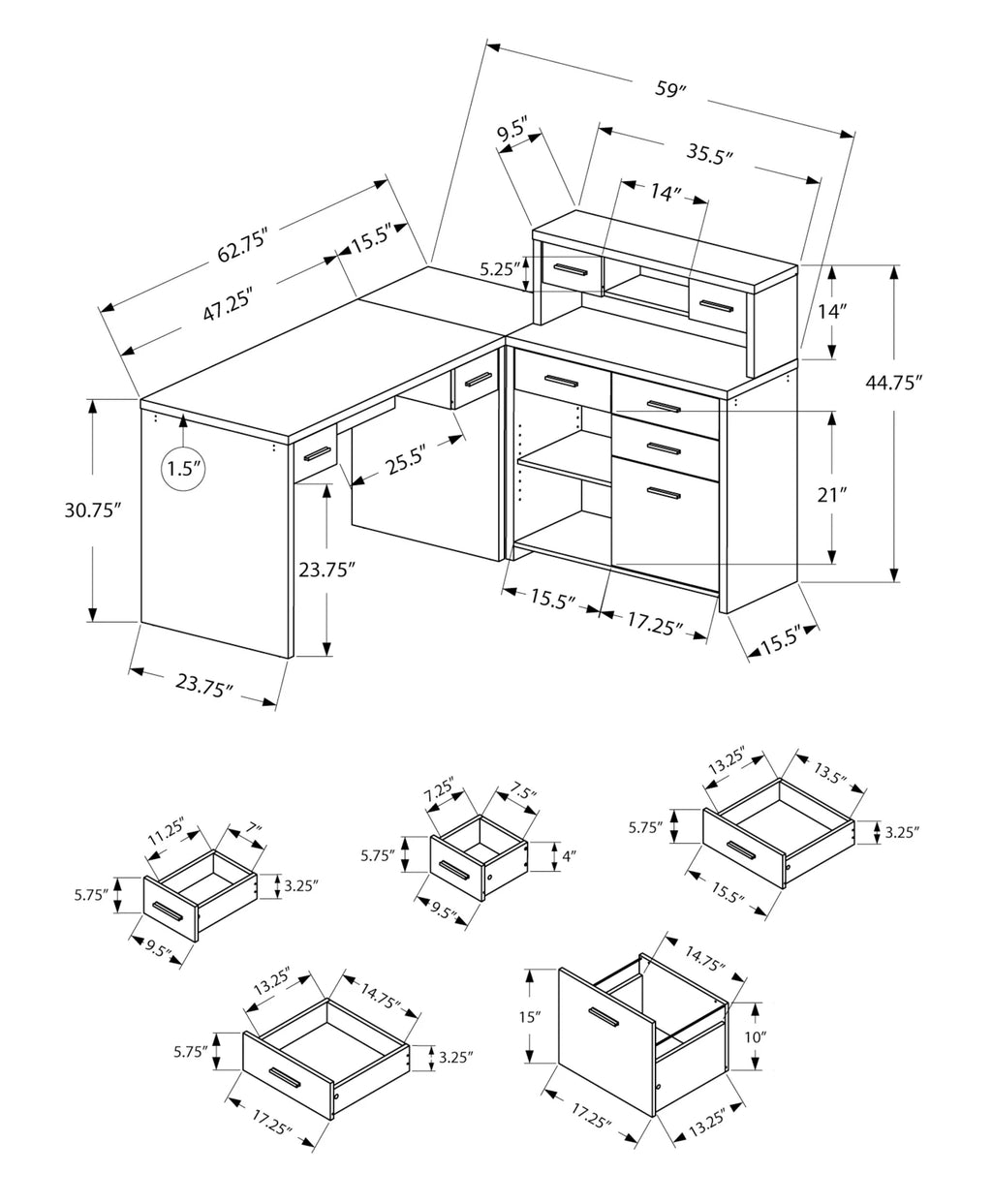 Black And Grey L Shape Computer Desk Z460951