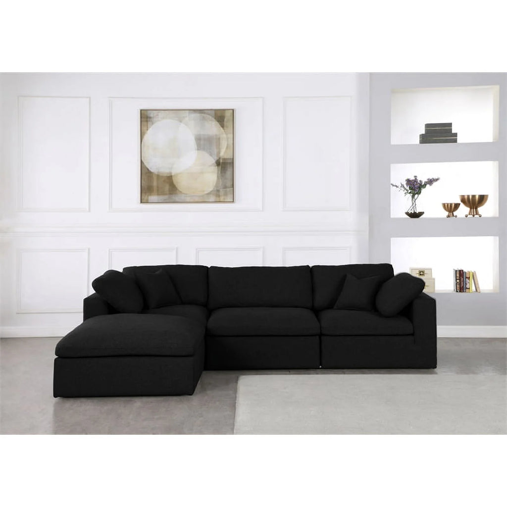 Black Linen Fabric Modular Sectional H12452