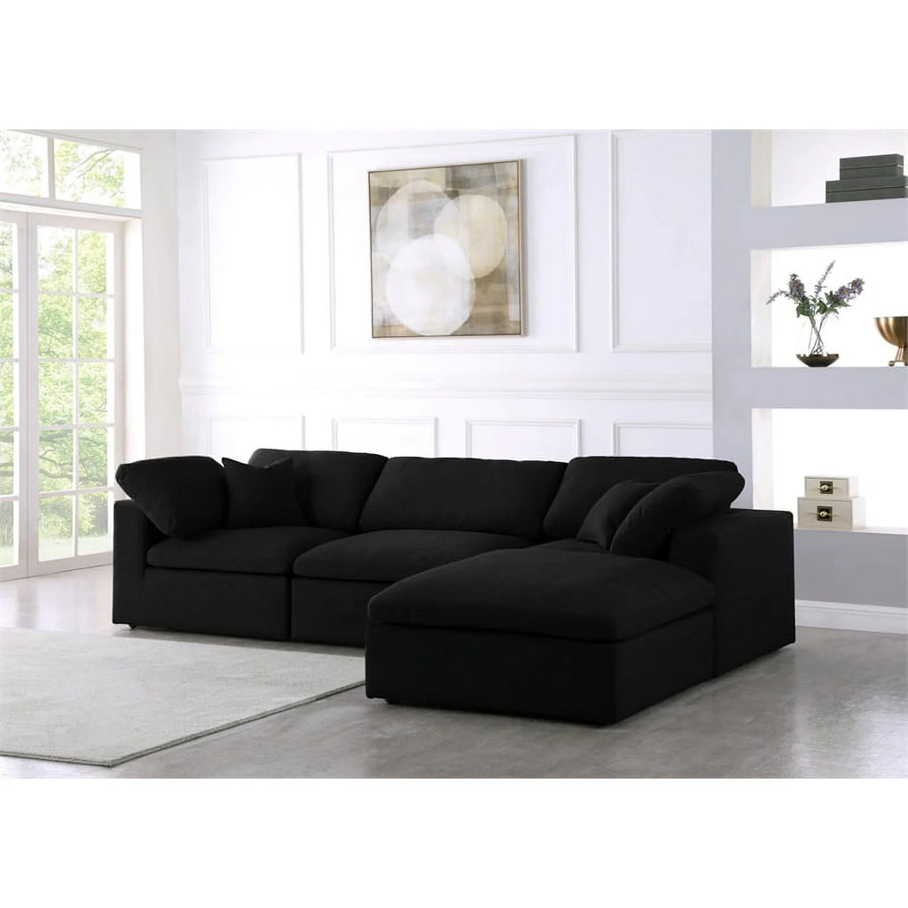 Black Linen Fabric Modular Sectional H12452