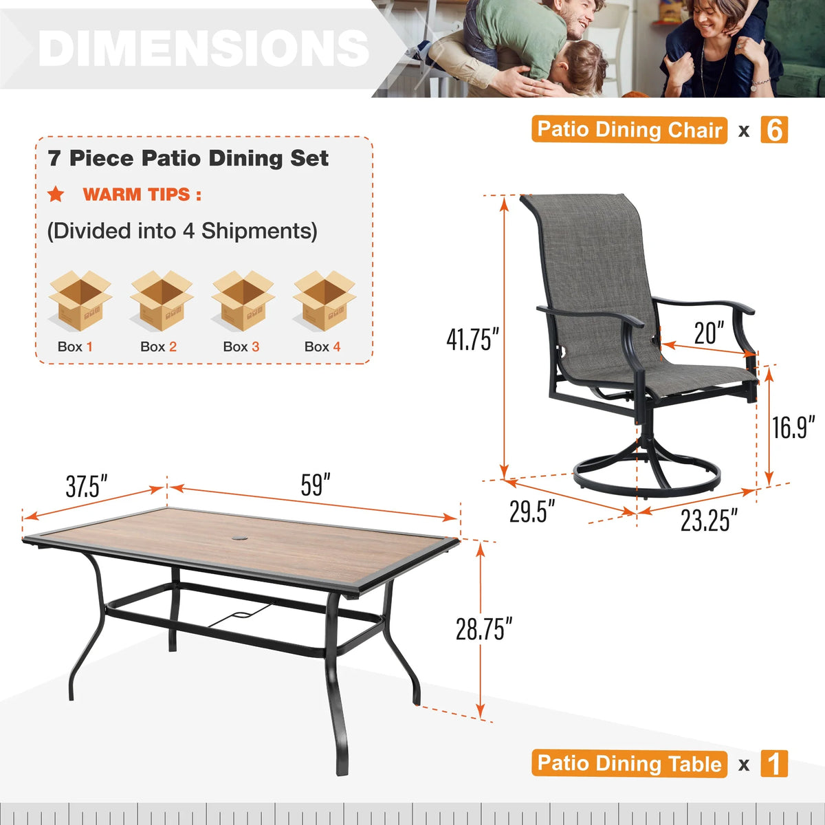 7 Pieces Outdoor Patio Dining Set T60063