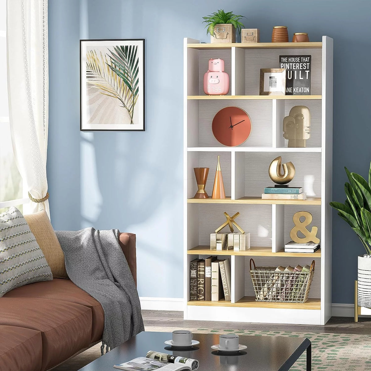 72-inch 6-Tier White Bookcase D55977