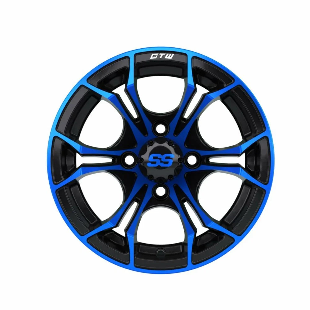 12 inch Blue/Black Wheel with Street Tire Set of 4 T606