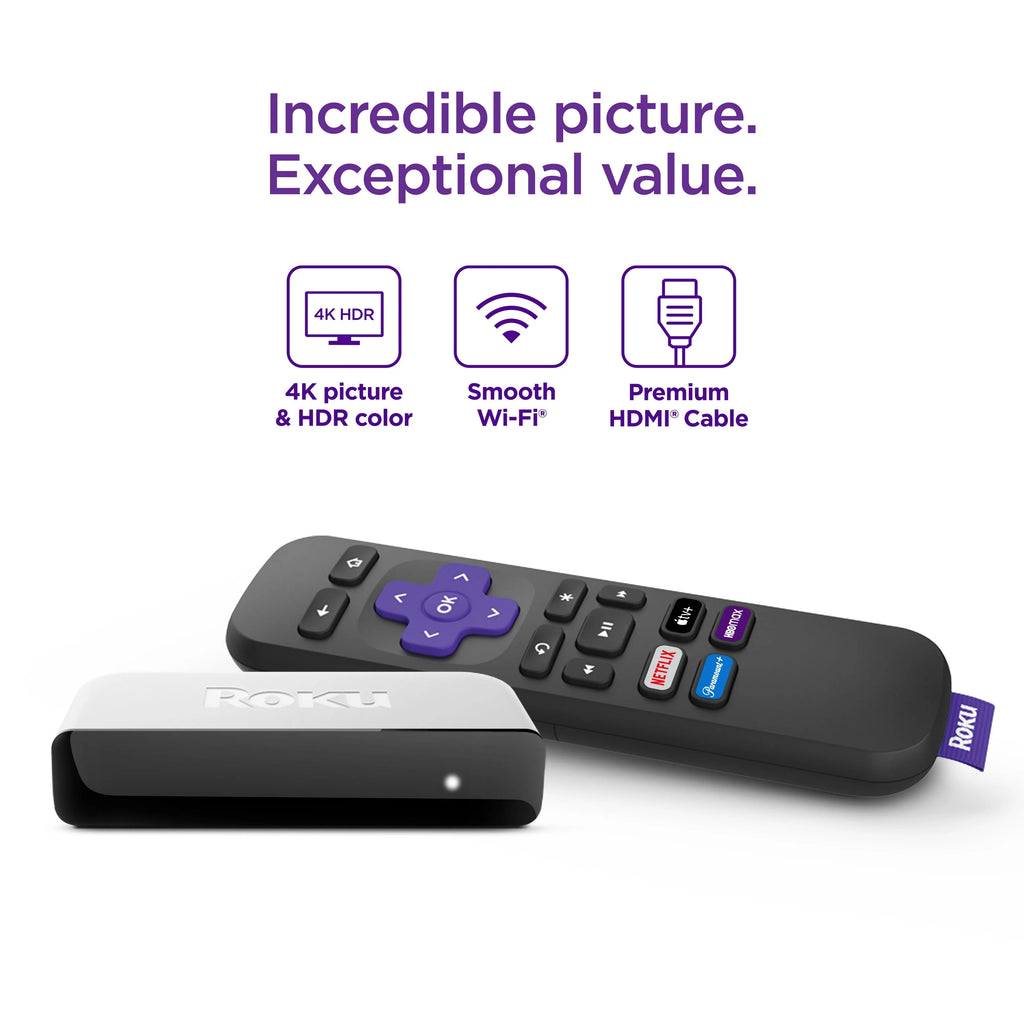 4K HDR Streaming Media Player with HDMI Cable and Remote E3872