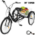 7-Speed 3 Wheel Adult Tricycle 24'' Yellow with Large Basket L516848