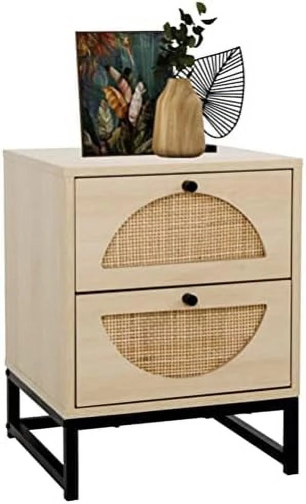 Rattan Nightstand Set of 2 Wood Side Table Brown B845924
