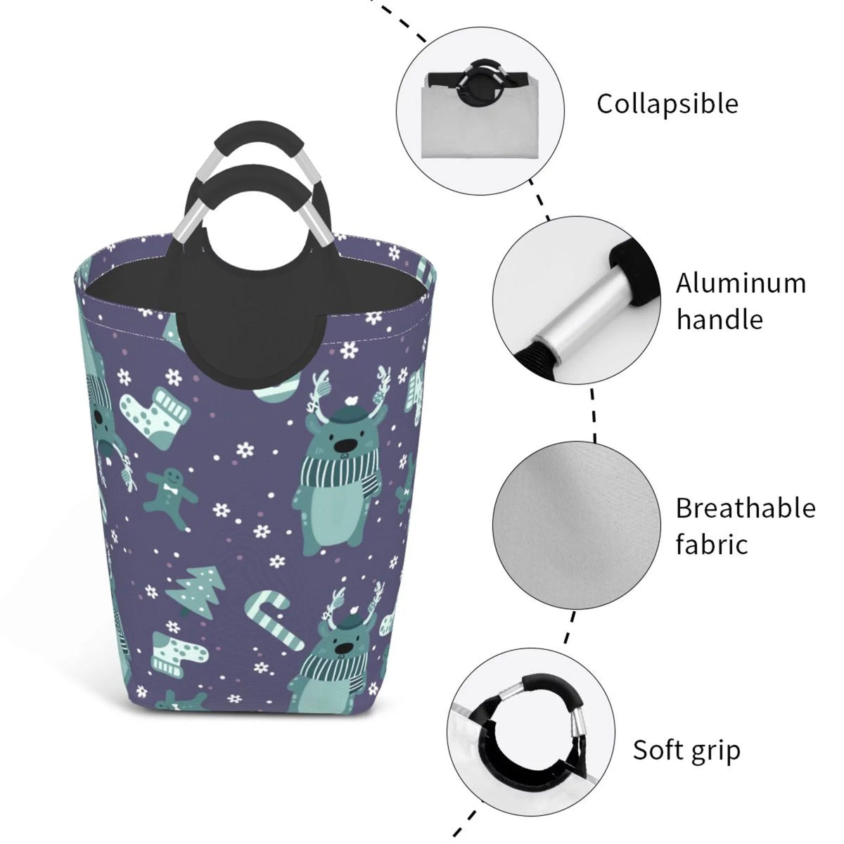 50L Rectangular Laundry Hamper with Aluminum Handles G99802