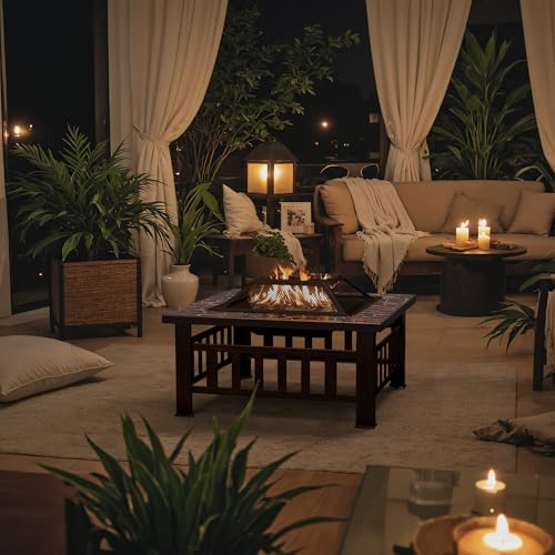 32 Inch Metal Fire Pit with Waterproof Cover H509002