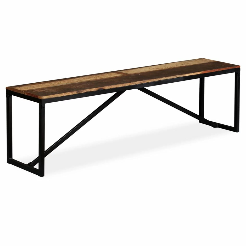 Vintage Reclaimed Wood Bench with Steel Legs R165