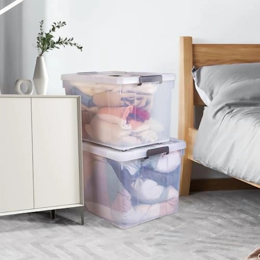 100 Quart 4-Pack Clear Plastic Storage Bins with Lids S85596