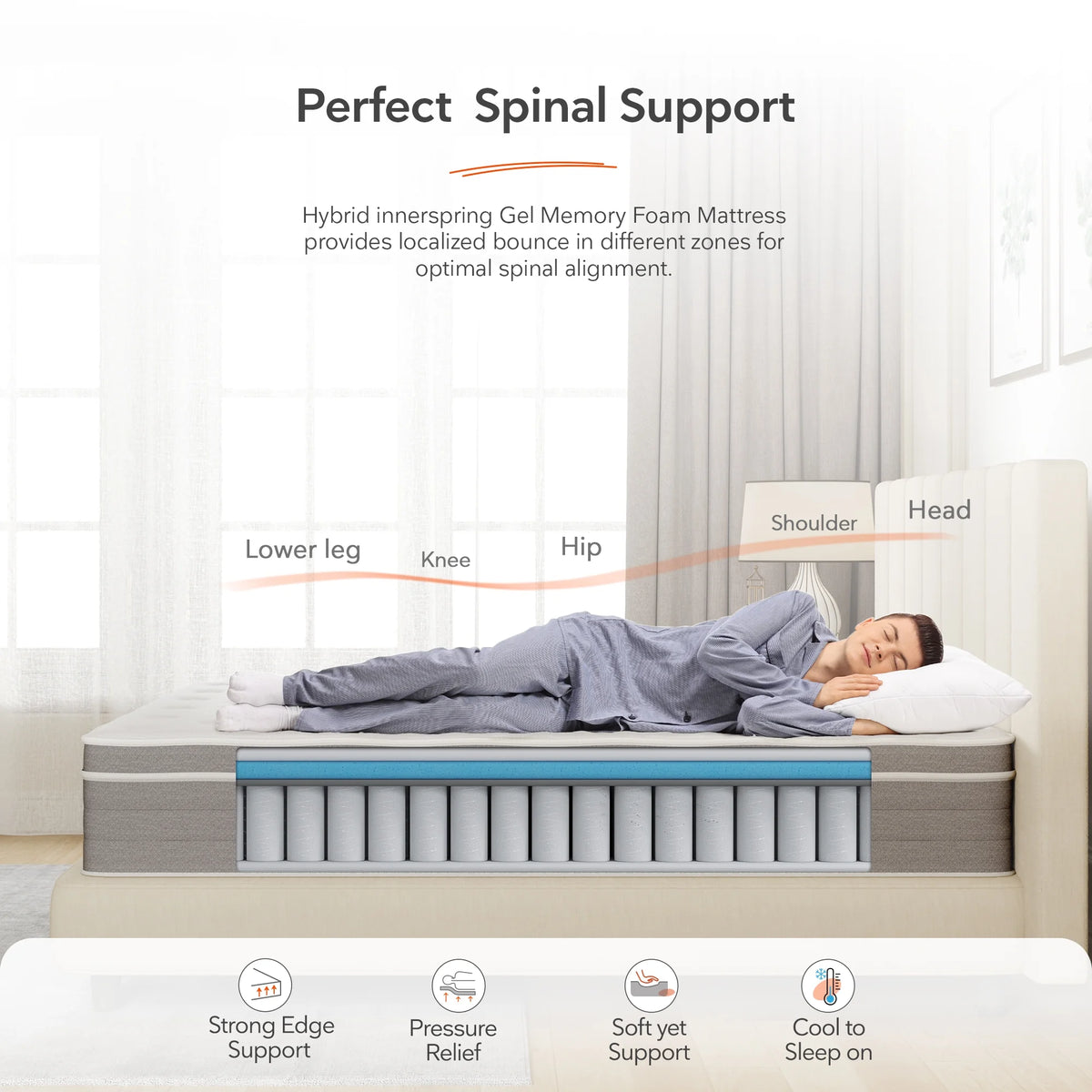 12 inch Gel Memory Foam Hybrid Queen Mattress T13029