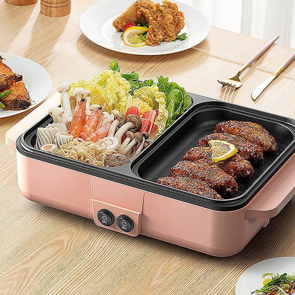 2 in 1 Electric BBQ Grill Pan Hot Pot Y357