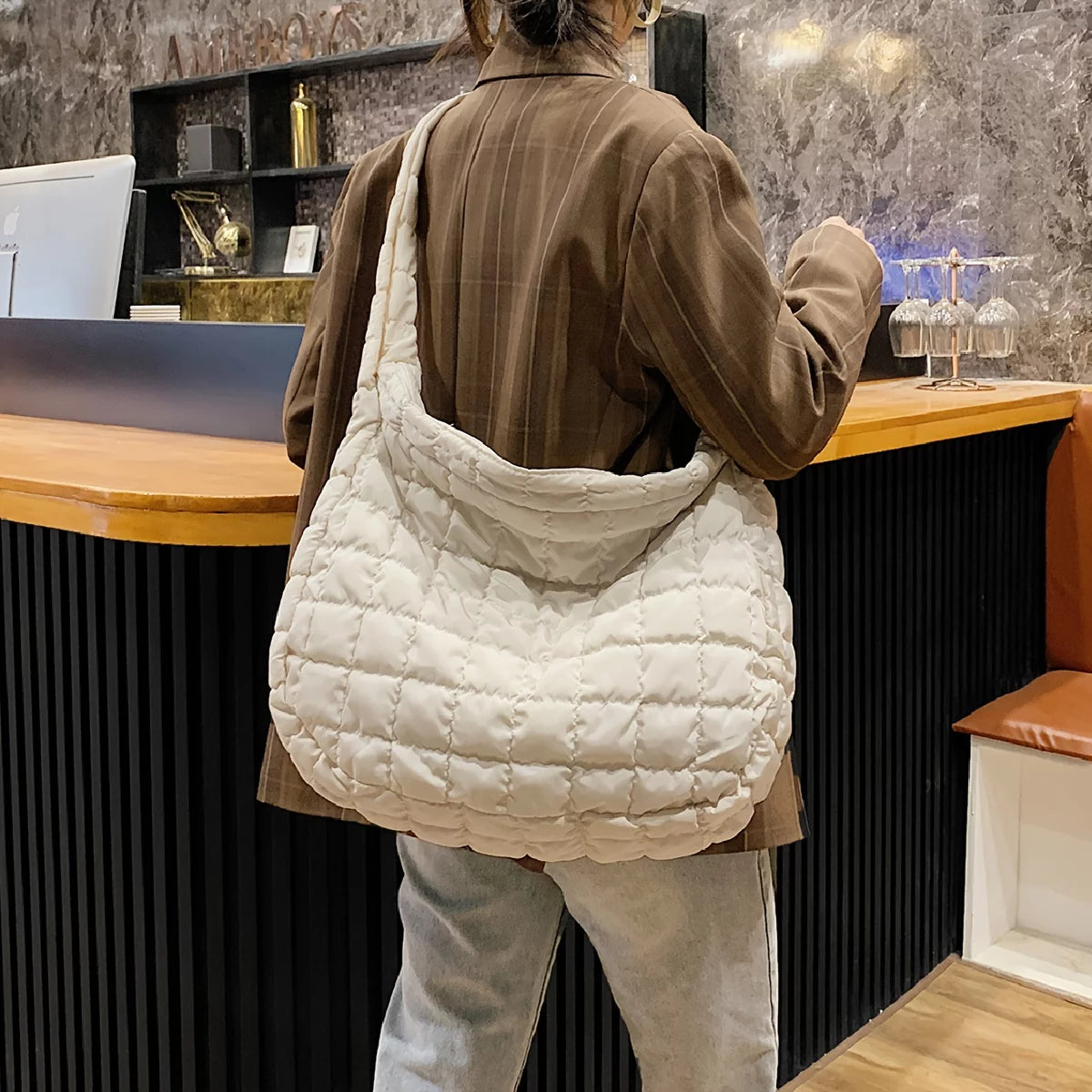 Quilted Cotton Tote Bag V828