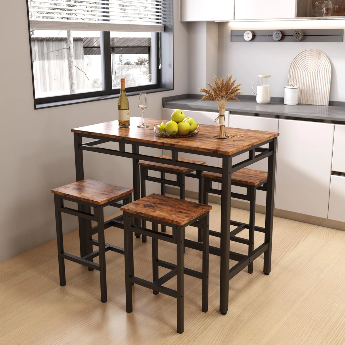5-Piece Counter Height Dining Table Set with MDF Top E321