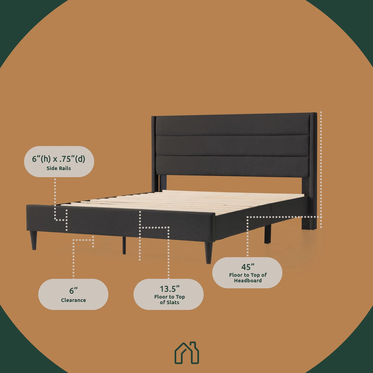Queen Blue Upholstered Platform Bed R809