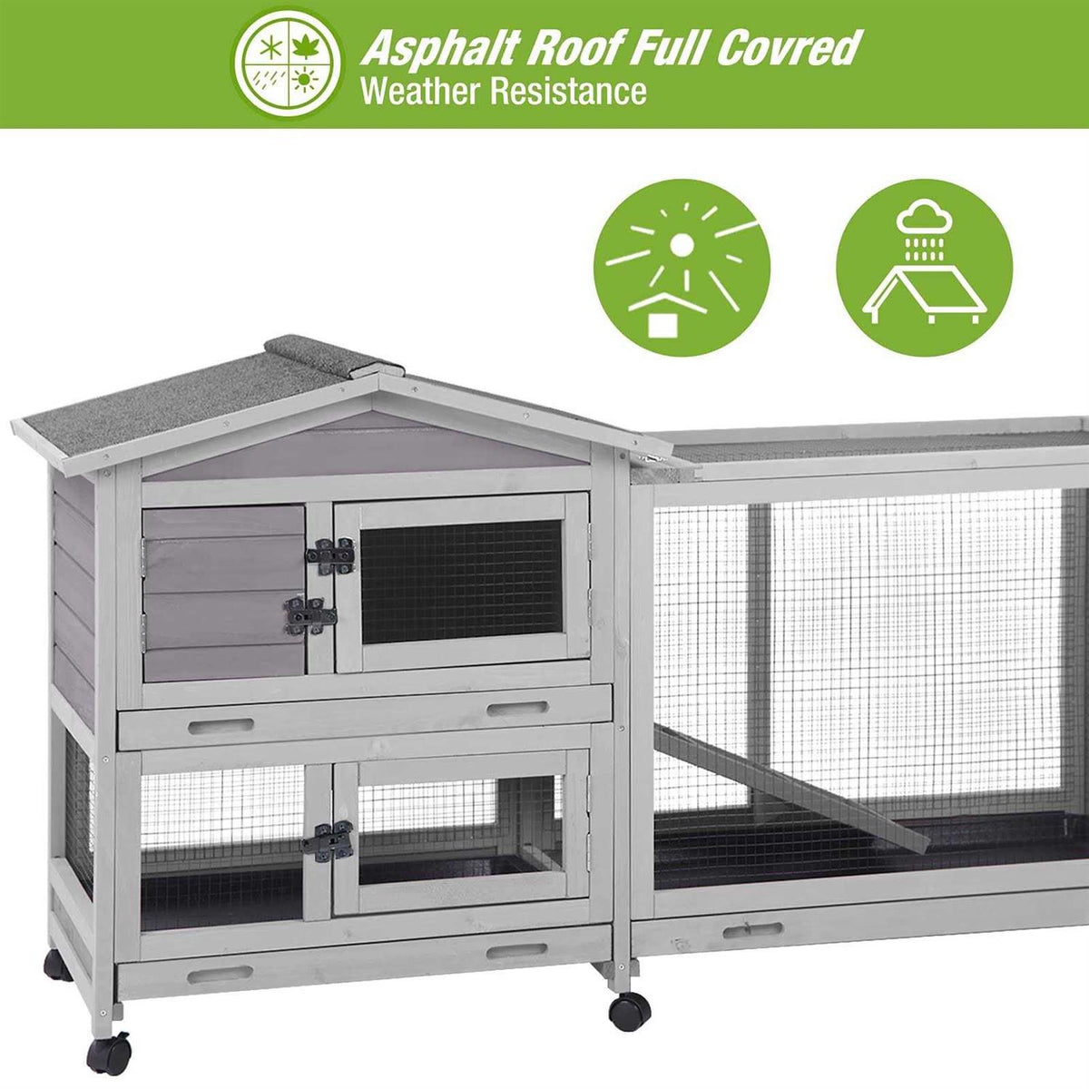 Outdoor Rabbit Hutch on Wheels with Run A87046