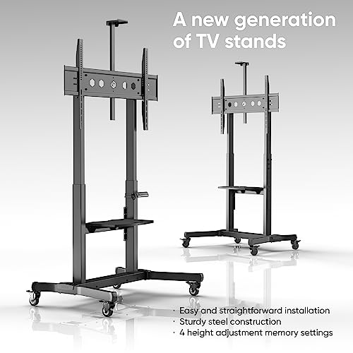 Motorized TV Stand on Wheels for 50-100 Inch TVs, up to 286 lbs, Adjustable Height Black N666