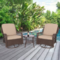 3-Pieces Patio Wicker Furniture Set with Side Table and Cushions J786