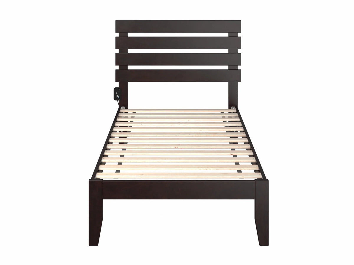 14" Twin Wood Platform Bed Frame with Headboard M67314
