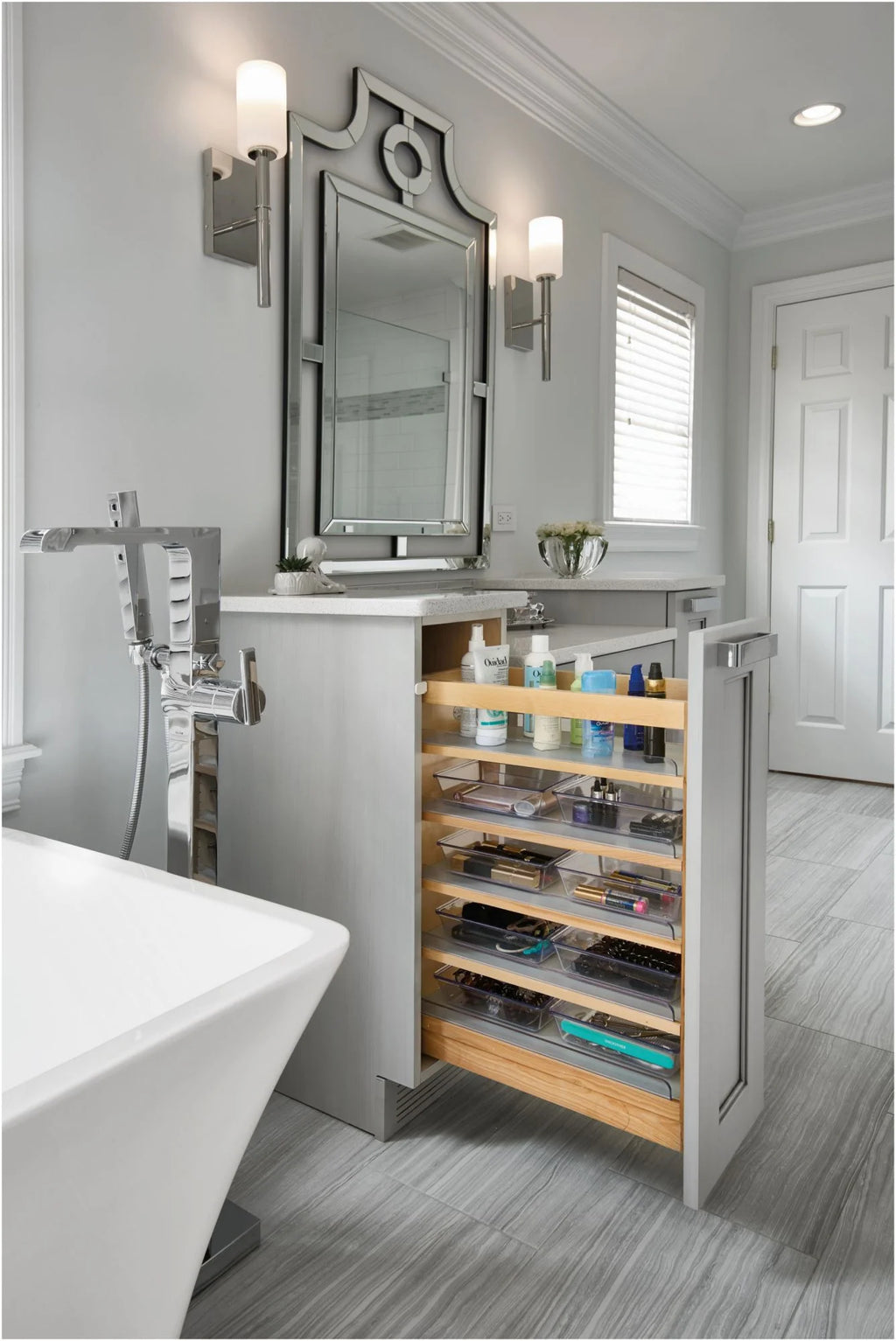 8-5/8" Wood Vanity Pull Out Organizer O144
