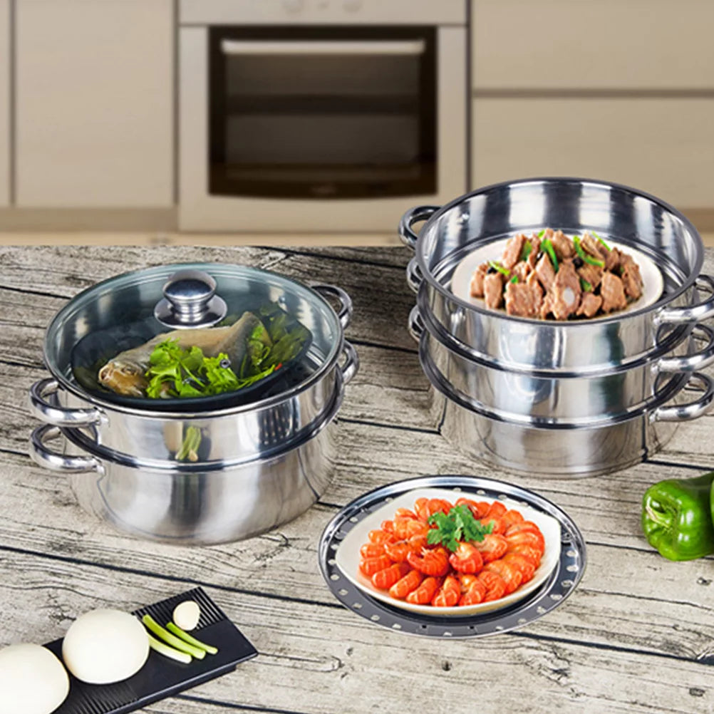 Stainless Steel Steamer Stockpot Soup Pot Silver 28cm P525654