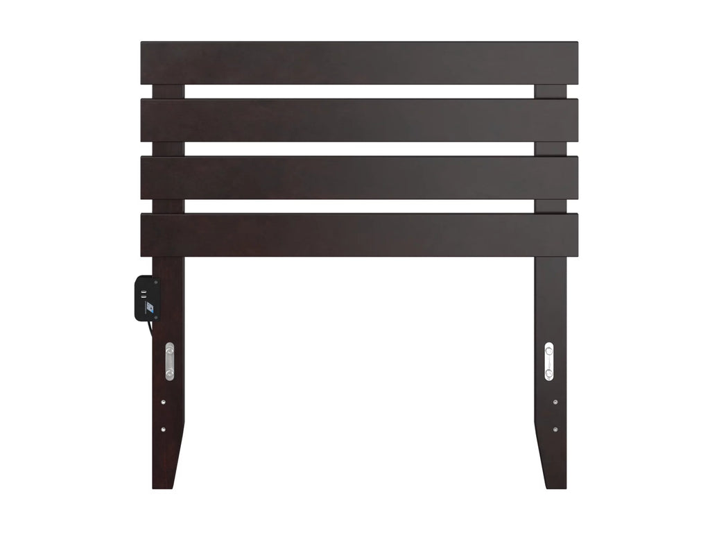 Espresso Twin Wood Panel Headboard with 2 USB Ports Y598