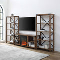 Metal Accent Wall with 60" Fireplace Console S97611