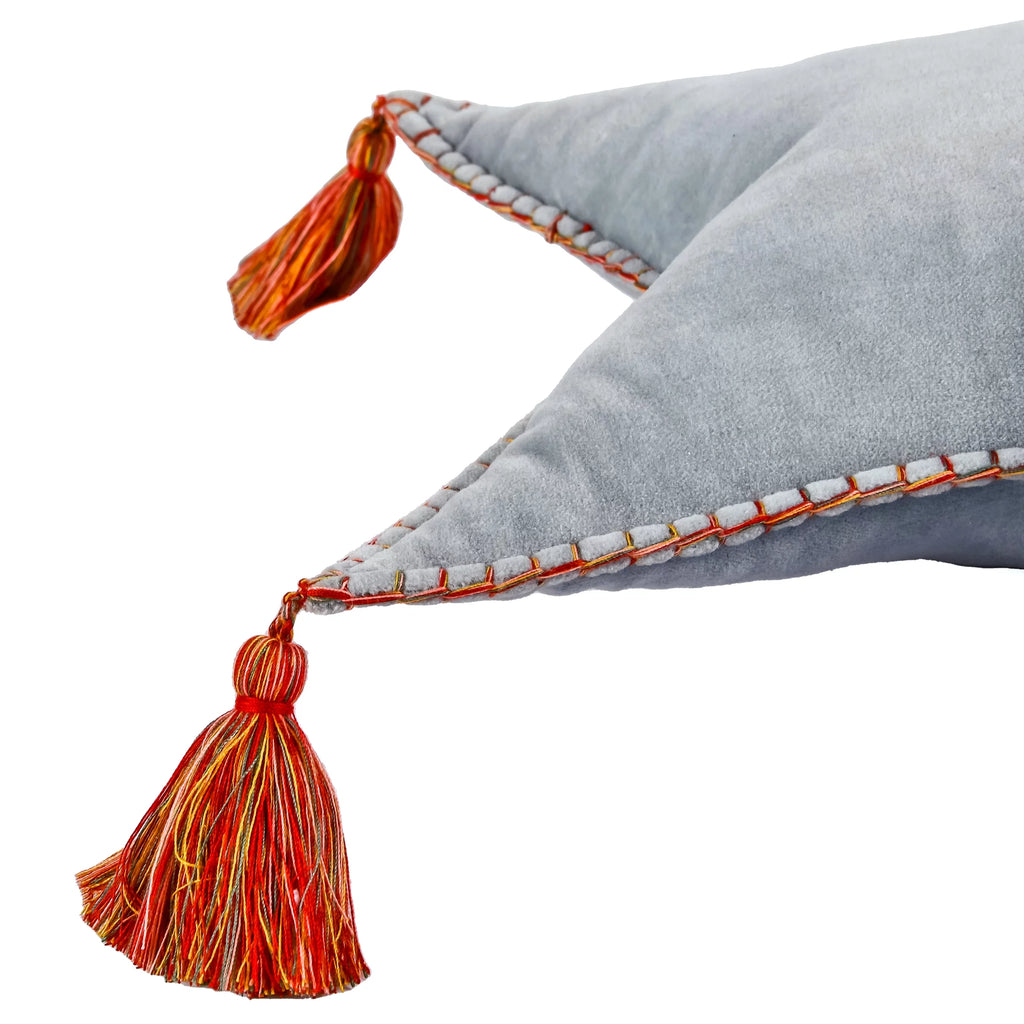 Star Shaped Pillow With Tassels Light Blue 16in K72540