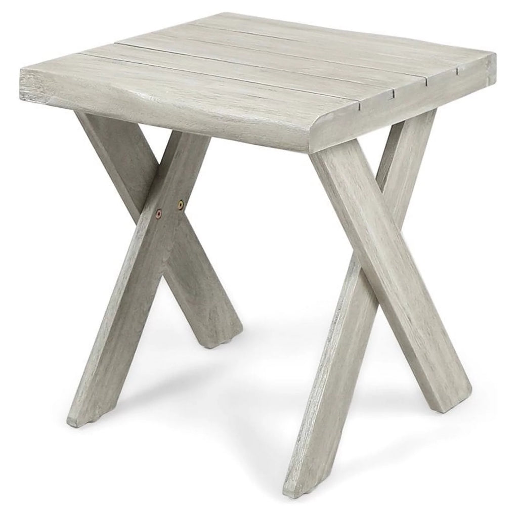 Light Gray Acacia Wood Outdoor Side Table I2653