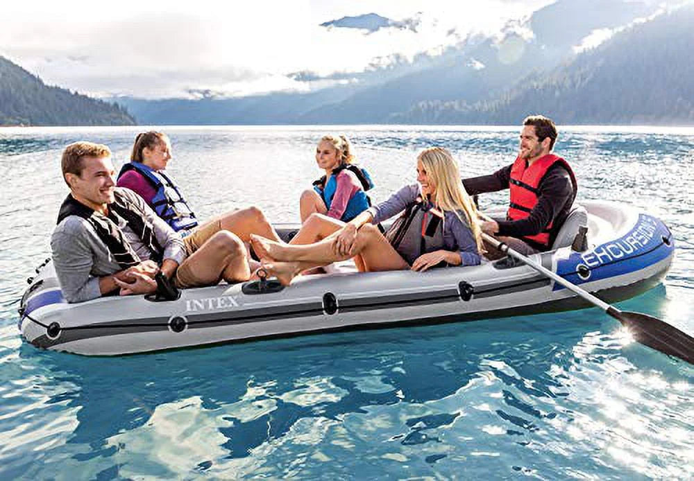 Inflatable 5 Person Fishing Boat Raft Set with 2 Aluminum Oars & Air Pump C728