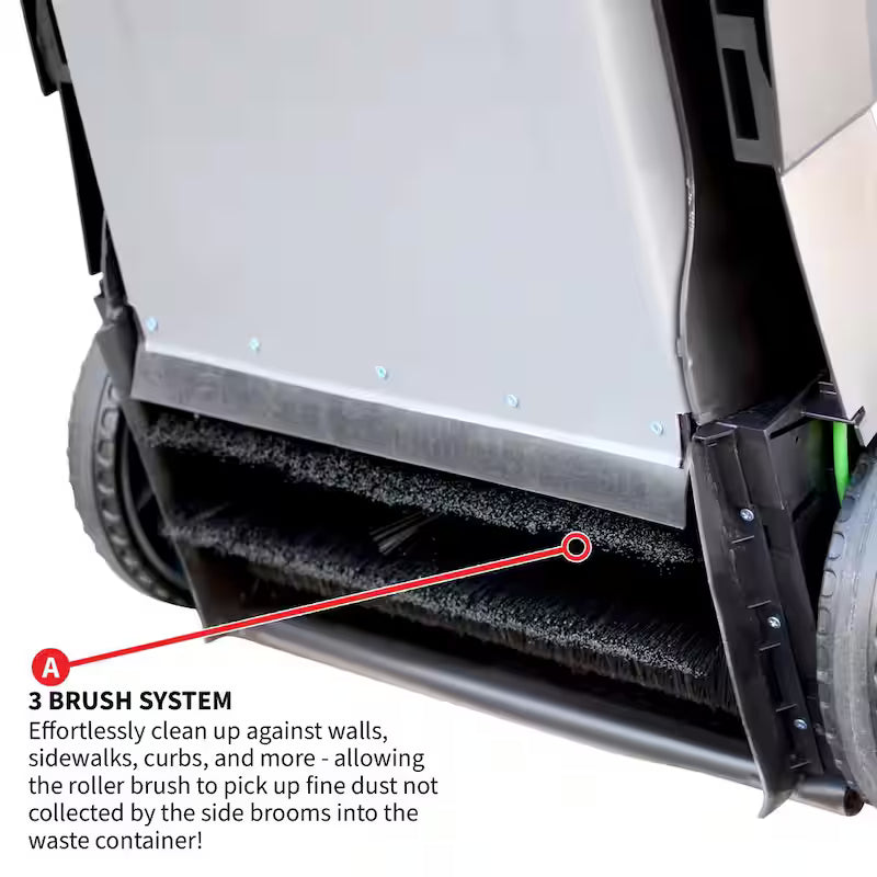 38 in. Walk Behind Push Sweeper with Triple Power Brooms S84224
