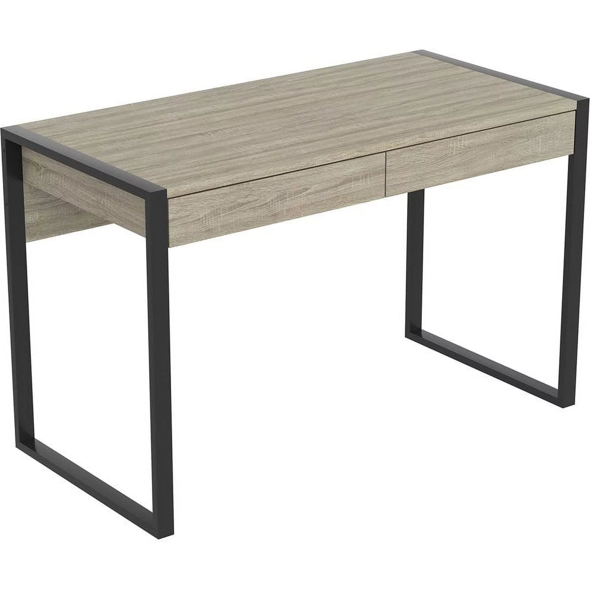 47"L 2-Drawers Black Metal Computer Desk D716